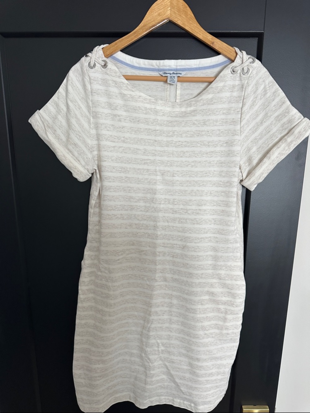 Tommy Bahama Cream Striped Short-Sleeve Tunic